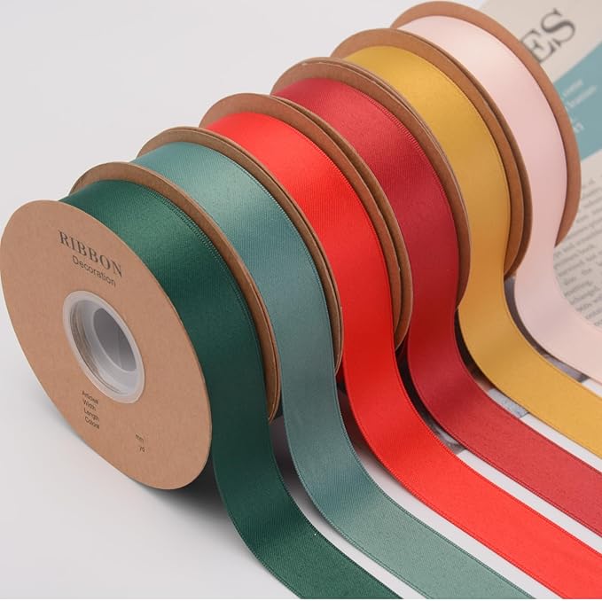 Double Side Satin Ribbon, Continuous 20 Yards,Use for Craft Bows Bouquet, Gift Wrapping, Wedding Decoration, Floral Arrangement (White, 1 inch)