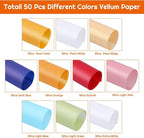 Shynek Colored Vellum Paper, 50 Sheets, 10 Colors, 8.5 x 11, Transparent, Printable, Clear Vellum Sheets for Ink Jet & Laser Printer