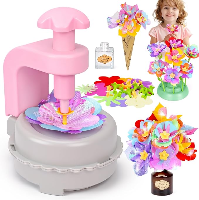 Arts and Crafts for Kids Girls Ages 4-8 6-8 8-12 Fabric Flower Bouquets Toys Creative DIY Craft Kits for Kids Toddlers Preschool Learning Activities Birthday Gifts for 4 5 6 7 8 9 10 Year Old Girls