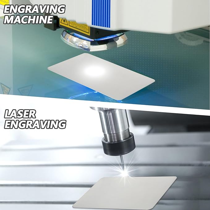 30 Pieces 304 Stainless Steel Metal Business Cards Blank Steel Laser Engraving Stainless Cards for House Office Customer DIY Gift Plate, 86 x 54 mm(0.8mm Thickness)