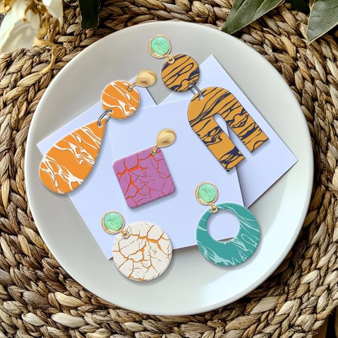 CHGCRAFT Natural Texture Polymer Clay Texture Sheets Cracks Water Pattern Silicone Texture Stamp Clay Modeling Pattern Pad Texture Sheets for Polymer Clay Making Earrings Jewelry
