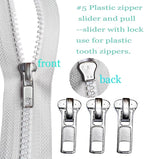Zipper Repair Kit 39 Pcs, #5 Sliders with Pull, Metal Zippers Retainer Box,Insertion Pin 6 Sets, Replacement Zip Bottom/Top Stop, Metal, Plastic, Nylon Coil Zippers Head FIx on Jaceket