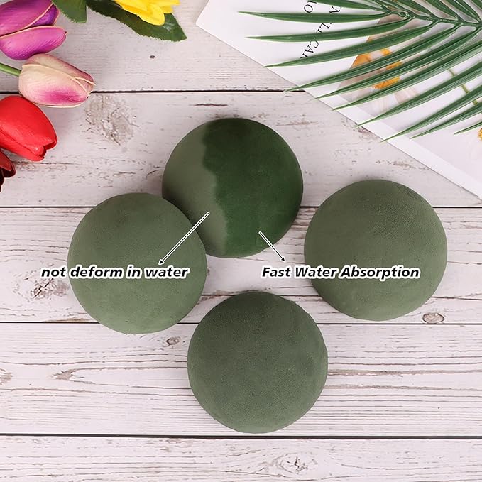 LOKIPA 4 Pack Small Floral Foam Half Ball, Floral Foam Round Half Ball Floral Foam for Artificial Plant Floral Arrangement Wedding Garden Decorations(3.54x1.77inch)