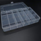 Xiaoyztan Clear Plastic Organizer, 18 Fixed Grids, Jewelry Box Bead Storage Container for Small Parts, Fishing Tackle, DIY Crafts, and Earrings, Overall 8 x 4.7 x 1.3 Inch, 2Pcs