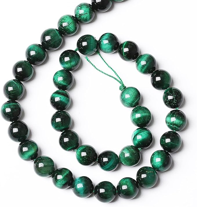 48PCS 8mm Top AAA Green Tiger Eye Beads Natural Stone Round Loose Beads for Jewelry Making DIY Bracelet,Necklace, Earrings 15" Inch