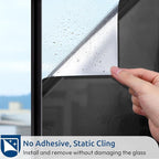rabbitgoo Window Privacy Film One Way Window Tint for Home, Removable Reflective Heat Sun Blocking Anti UV Glass Door Covering, Mirror Tinting Film House Office, 23.6 in X 6.5 Feet, Black Silver