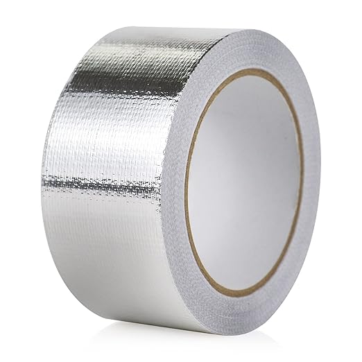 BOMEI PACK 1 Roll Aluminum Foil Heat Shield Cool Tape 2 Inch x 66 ft Heat Reflective Thermal Barrier Reflective Tape for Hose and Auto Use