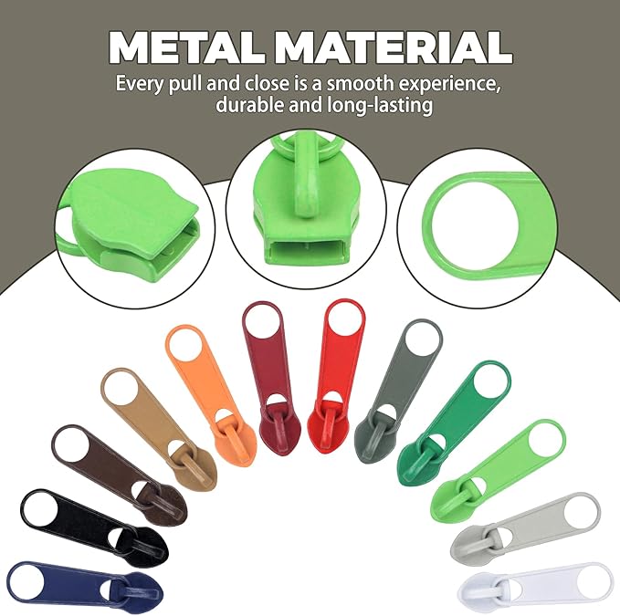 DOITEM Zipper Repair Kit - 5# Zipper Pull Rescue Kit for Clothing, Jackets, Purses, Luggage, Backpacks