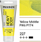 MEEDEN Acrylic Paint Yellow Middle: 100ml/3.38oz Heavy Body Acrylic Paint Tube Bundled with Additional Titanium White Color for Art Craft Painting