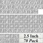 2.5 Inch Alphabet Letter Stencils for Painting - 70 Pack Letter and Number Stencil Templates with Signs for Painting on Wood, Reusable Cursive Letters Stencils for Chalkboard Wood Signs & Wall Art