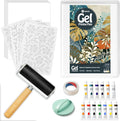 DINGSEN Gel Printing Plate Kit, Complete Printmaking Set with 5” X7” Gel Plate, Brayer, Acrylic Paint, A5 Printmaking Paper, and Essential Tools for Mixed Media Art, Monoprinting, Card Making