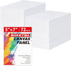 Canvas Boards for Painting 72 Pack, 5x7 Inch Panels, 100% Cotton White Blank Boards, Art Supplies for Acrylics Oil Watercolor Tempera Paints