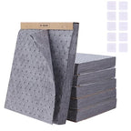 E-SDS Oil Absorbent Pads with Wall Hooks - 100-Pack (5x20) 13"x10" Reusable Liquid Spill Mats for Garage & Workshop - Super Absorbent Leak Control Pads (Grey, Boxed)