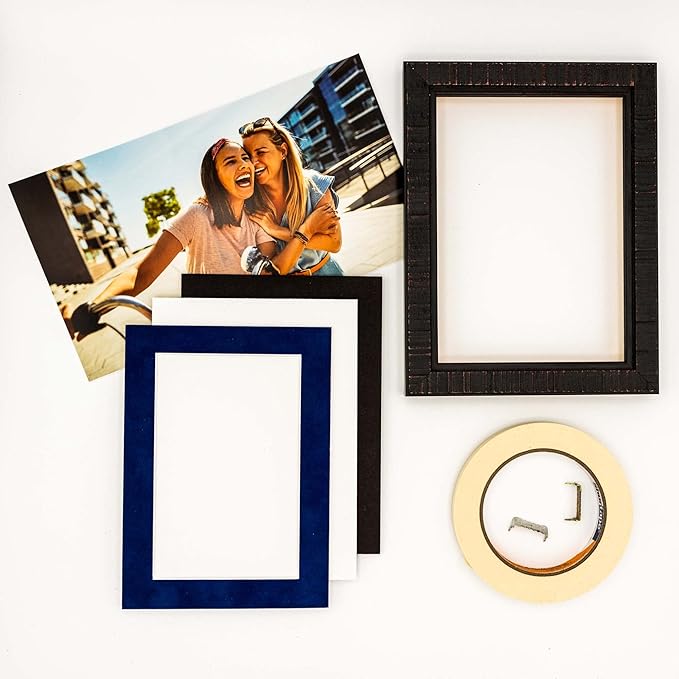 Pack of 25 Acid Free 11x14 Mats Bevel Cut for 8.5x11 Photos - Brooke Blue Suede Precut Matboards With Backing Boards and Clear Photo Mat Bags For Pictures, Photos, Framing - 4-ply Thickness