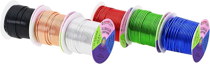 Mandala Crafts 13 Gauge Anodized Aluminum Craft Wire for Jewelry Making - 300 FT Colored Flexible Silver Copper True Blue Black Red Kelly Green Wire - Bendable for Bonsai Armature Crafting Sculpting