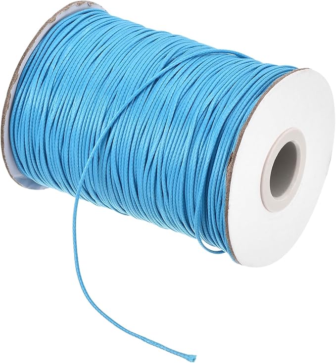 MECCANIXITY Waxed Cord 1.2mm Waxed Polyester Cord 175 Yard Wax String for Bracelet Making,Necklaces, Beading,Jewelry Making and DIY Crafts(Sky Blue)
