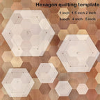 6 Pieces Hexagon Quilting Template with 1/4 Inch Seam Allowance, Hexagon Acrylic Quilting Rulers and Templates for Sewing DIY Manual Crafts Including 1inch, 1.5 Inch, 2 Inch, 3 Inch, 4 Inch, 5 Inch