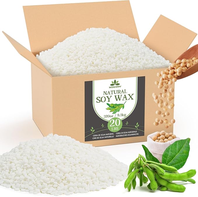 Soy Wax, Waxcanpy Natural Soy Wax for Candle Making, Organic Candle Wax from Farm, No Additives, Harmless and Pure (20lb)