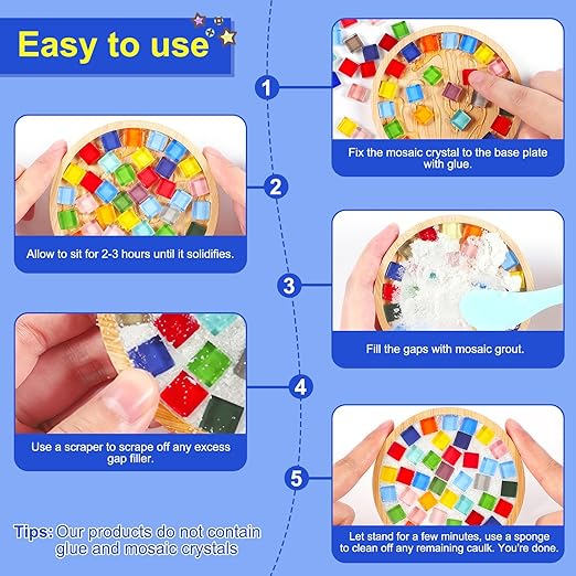 Mosaic Tile Grout, Mosaic Crystal Grout for Crafts, Essential for Handmade Grouting, DIY Projects Accessories Transparent Crystal Sanded, Mosaics Crystal Sealant for All Tiles (Translucent, 7oz)