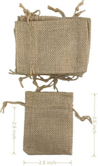 Palmhomee Pack of 25 Burlap Gift Bags with Drawstring Linen Jewelry Pouches Wedding Hessian Jute Bags for Birthday and Treat Pouches Party Wedding Favors Gift (2.8x3.6 Inch, Burlap)