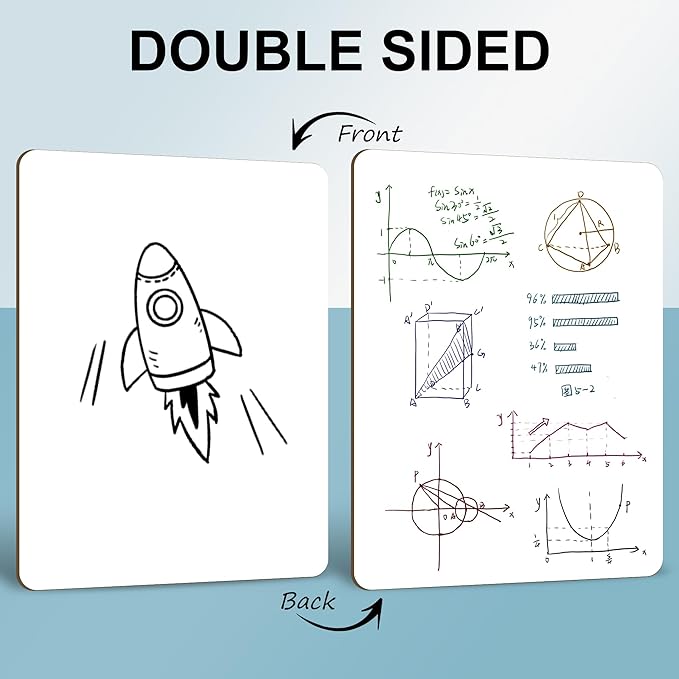 Small White Board Dry Erase 6 Pack Classroom Pack,9"x12"Double Sided Personal Mini Whiteboard for Students School,Portable White Boards Lapboards Including Dry Erase Erasers and Markers