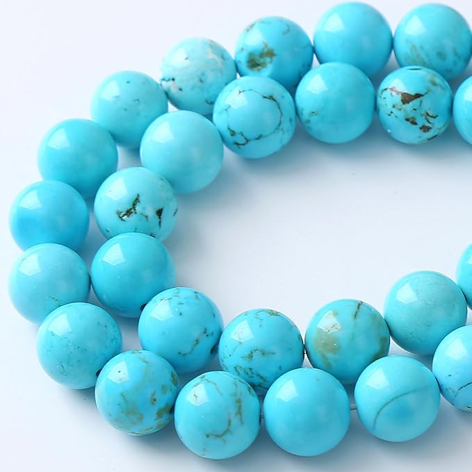 6MM Natural Turquoise Gemstone Beads Blue Stone Round Loose Beads for Jewelry Making Bracelet 120pcs 2 Strands 32"