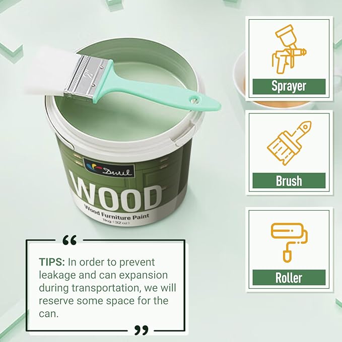 DWIL Matte Finish Furniture Paint - 5 Oz Wood Paint for Cabinets, Doors, Tables, and Dressers Refinishing - Water-Based, Non-Toxic & Odorless, Easy to Apply(Cardamom Green)-Trial Pack