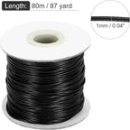 MECCANIXITY Waxed Cord 1mm Waxed Thread 87 Yard Wax String Leather Cord for Bracelet Making, Necklaces, Beading, Jewelry Making and DIY Crafts(Black)