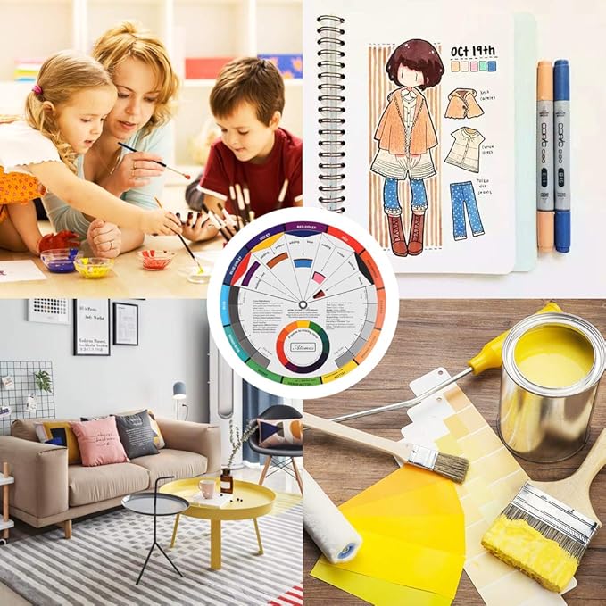 Pocket Color Wheel, Paint Mixing Learning Guide Art Class Teaching Tool for Makeup Blending Board Chart Color Mixed Guide Mix Colors