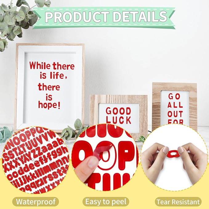 Alphabet Stickers 1'' 12 Red Letter Stickers, Self Adhesive Vinyl Mailbox Numbers, for Home Decor