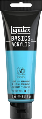 Liquitex BASICS Acrylic Paint, 118ml (4-oz) Tube, Light Blue Permanent