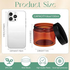 SATINIOR 12 Pack 6 oz Plastic Container Jars with Lids Round Clear Travel Cosmetic Container Slime Jars for Toiletries, Lotion, Cream, Ointments, Makeup, Rhinestone, Samples, Kitchen Storage(Amber)
