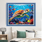 Dimxvean Stamped Cross Stitch Kits,Cross Stitch Kits for Adults Beginners,Embroidery Kits Full Range of Cross Stitch Stamped Kits Needlepoint Kits Cross Stitch Patterns-Sea Turtle 16x20 inch