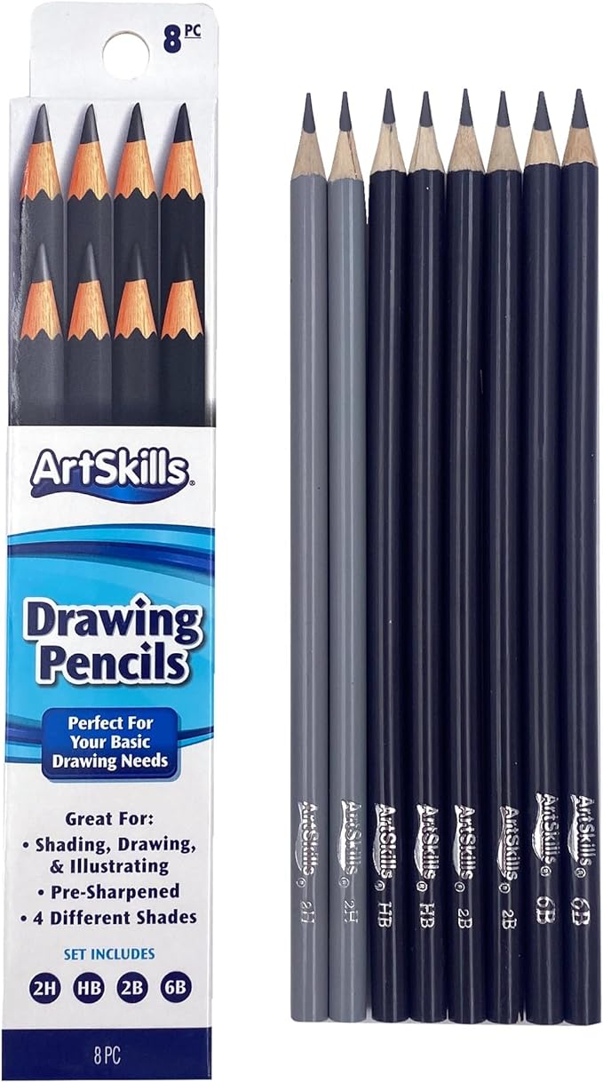 ArtSkills Sketch Pencils for Drawing, Graphite Art Pencil Set for Sketching & Shading, 8pc