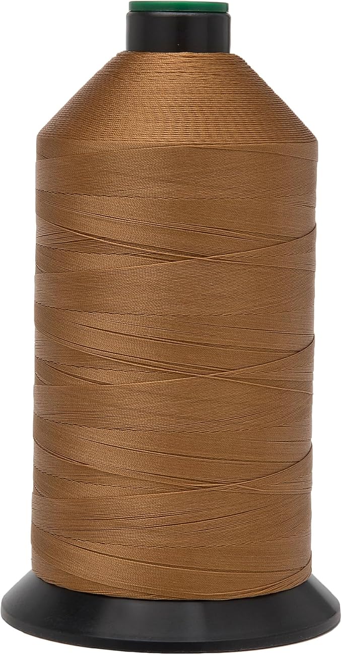 Extra Strong Bonded Nylon Thread #69 Tex70 – 16 OZ, 6000yds, Versatile Stitching Solution for Leather, Upholstery, Canvas Repair and More (Caramel)