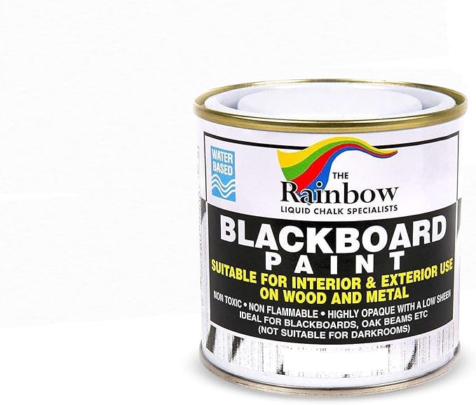 Chalkboard Blackboard Paint - Brush on Wood, Metal, Glass, Wall, Plaster Boards Sign, Frame or Any Surface. Use with Chalk Pen Wet Erase, Non-Toxic - Matte Finish [White] - (8.5oz Cover 32 sf)