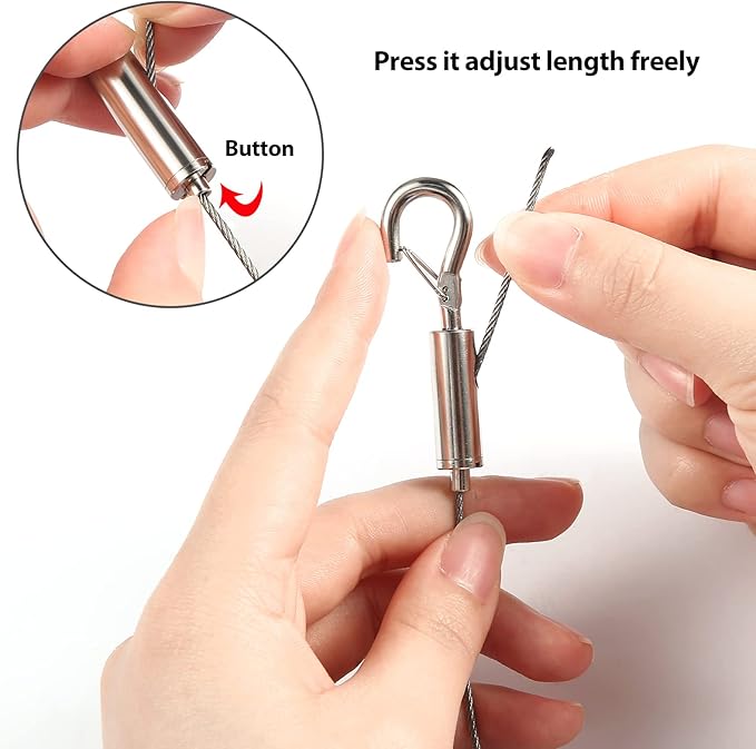 2PCS Adjustable Suspension Cable kit,Picture Hanging Wire Kit Supports 66lbs,2.5m x1.5mm Stainless Steel Wire Rope for Hanging Heavy Frame Picture Photo Mirror Artwork Pendant and exhibits