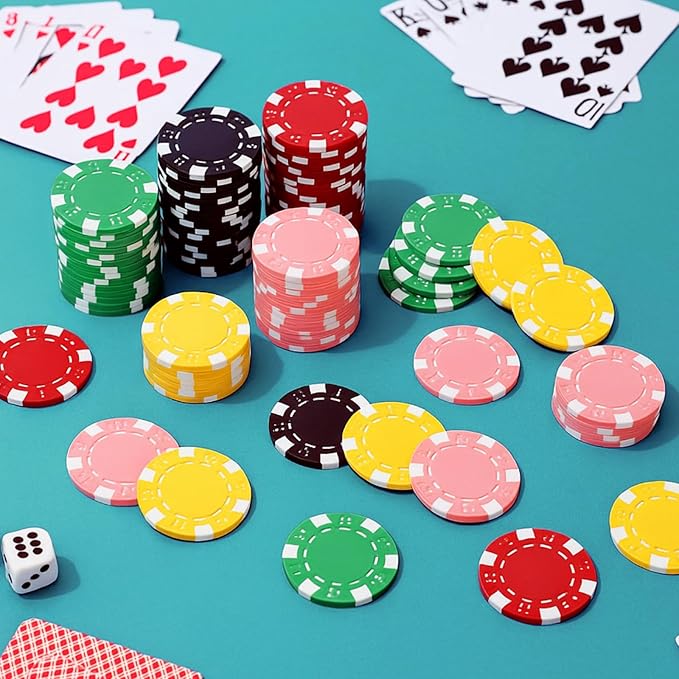 100 Pcs 11.5 Gram Poker Chips ABS Monte Carlo, 40 mm Bingo Chips Tokens Markers Blank Counting Bulk for Blackjack, and Card Night Poker Games