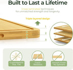 4-Pcs Natural Wood Cutting Board Set Kitchen Tools with Juice Groove, Wooden Chopping Board for Meat, Fruit, Vegetables & Cheese (Pre Oiled, Natural)