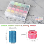 Blibly 100pcs Bobbins Sewing Threads Kit, 500 Yard Polyester Threads, Prewound Bobbins with Case, 50 Colors