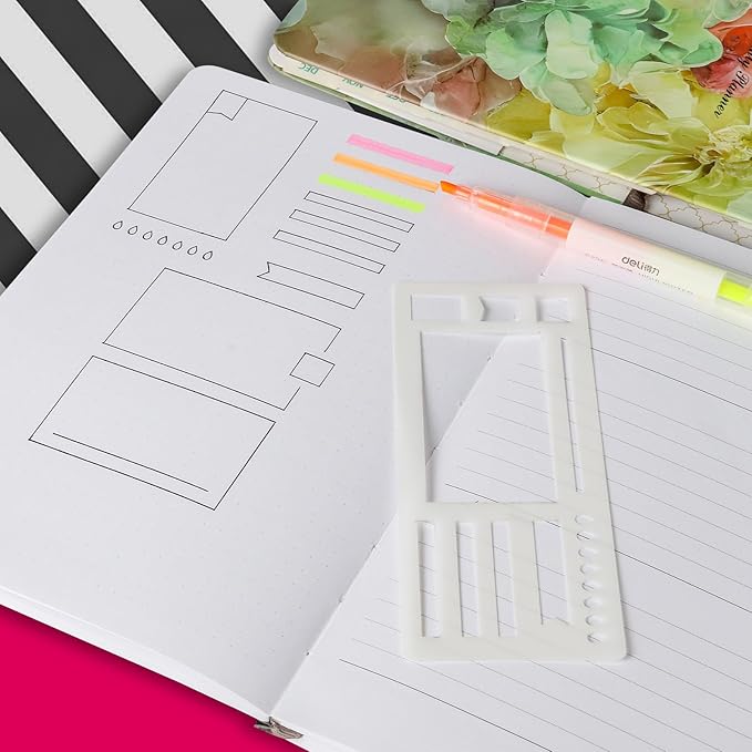 9 Pcs Handmade Flexible Record Template, 3 Style Planner Stencils Set Reusable Templates for Bullet Journals, Task Lists & Daily Organization – Compatible with Coils, Discs & Rings