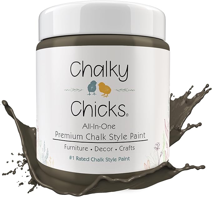 Chalky Chicks All-in-One Chalk Paint for Furniture or Cabinet - 8 Fl Oz - Matte Finish Beachwood (Brown/Gray) for Metal, Wood Furniture Paint - No Sanding All-in-One for Home Decor & Crafts, USA Made