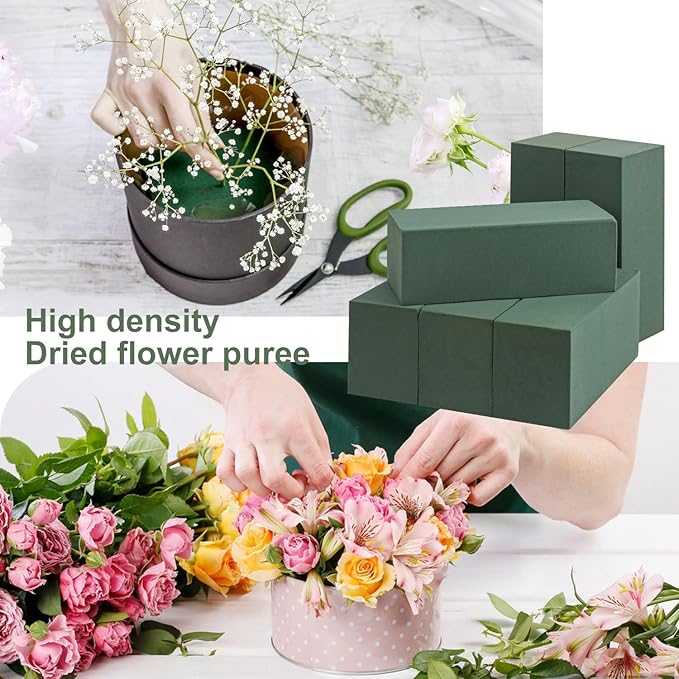IHDYPPEW 8 PCS Green Floral Foam Blocks, 9"L x 4"W x 3.2"H Floral Foam for Flower Arrangements, Dry and Wet Florist Foam for Flowers, Flower Foam Bricks for Flowers Business, Outdoor, Weddings