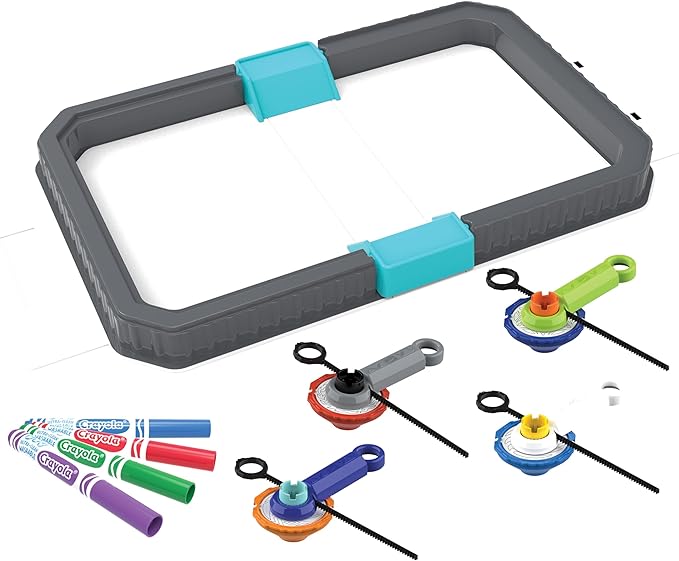 Crayola Colourwhirls Battle Arena Art Game, DIY Gyro Spin Art Toy, 4 Battling Spinning Top Toys, Birthday, Holiday for Kids, Ages 6+