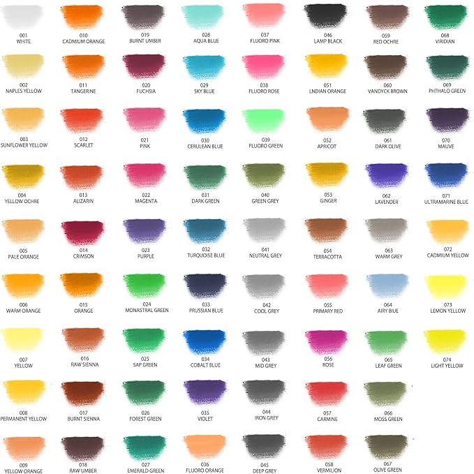 Artecho 72pcs Soft Pastels, 70 Colors Including 4 Fluorescent Colors, Extra Free Black & White, Square Chalk for Drawing, Blending, Layering, Shading, Pastels Art Supplies