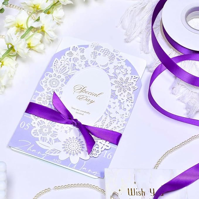 1/4" x 100 Yards Regal Purple Polyester Satin Ribbon Single Faced Bulk Fabric Ribbons for Gift Wrapping, Crafting and DIY Projects, Hair Accessories, Tiny Bows