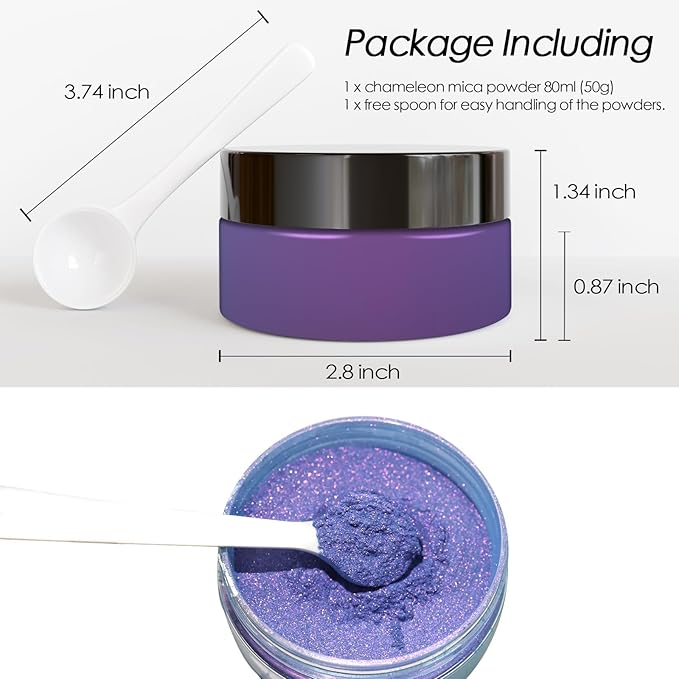 Ceya Highly Chameleon Mica Powder, 1.8oz/ 50g Jersey Devil Chrome Powder, Cosmetic Grade Pearlescent Effect Color Shift Pigment for Epoxy Resin, Makeup, Nail Polish, Soap Dye, Candle Making, Slime