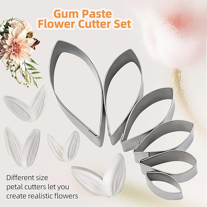 KALAIEN Dahlia Sugar Flower Veining Molds Fondant Cutters Gumpaste Cake Craft Tools(14PCS)