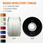 VONEEDL Heavy Duty Sewing Needles (11 PCS) & Waxed Thread (7 Colors) - Upholstery Repair Kit for Leather, Canvas, Quilting & More