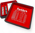 Luck Lab Farkle Dice Tray and Storage Case - Includes Embedded Scoring Combinations, 2 Sets of 6 Pearl Dice, 40 Sheet Score Pad and Pen Holder for The Classic Family Game (Red)